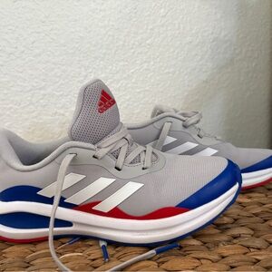 Adidas Kids' Gray Sneakers with Blue and Red Accents